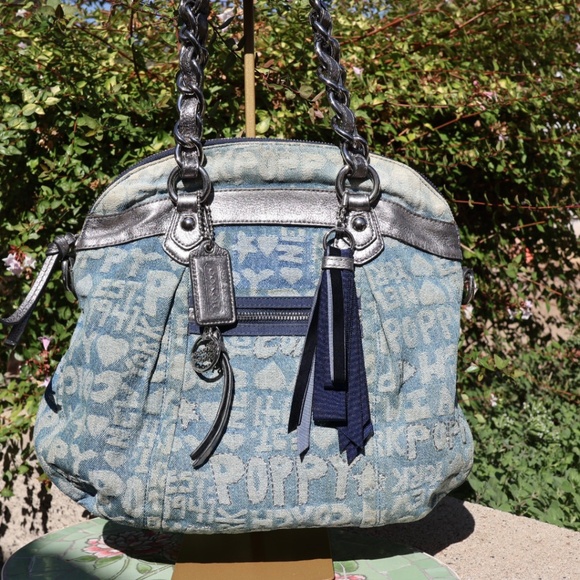 Coach Rare Denim Monogram Poppy Shoulder/Crossbody A1176-16990, Refurbished - Picture 1 of 17